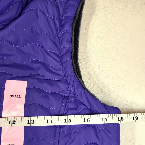 Free Country Purple Iris Reversible VEST Womens Size S Quilted Fleece Full Zip - Picture 7 of 15